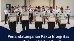 Penandatanganan Pakta Integritas sebagai wujud Komitmen penguatan Integritas, keamanan dan Disiplin Pegawai Lapas Pemuda kelas lll Langkat