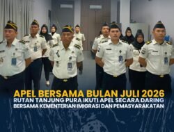 Apel Bersama Bulan Juli 2026 Rutan Tanjung Pura Ikuti Apel Secara Daring Bersama Kementerian Imigrasi dan Pemasyarakatan