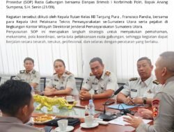 PENYUSUNAN SOP RAZIA GABUNGAN KANWIL DIRJENPAS SUMUT BERSAMA DANPAS BRIMOB I KORBRIMOB POLRI,RUTAN KELAS IIB tANJUNG PURA TURUT HADIR